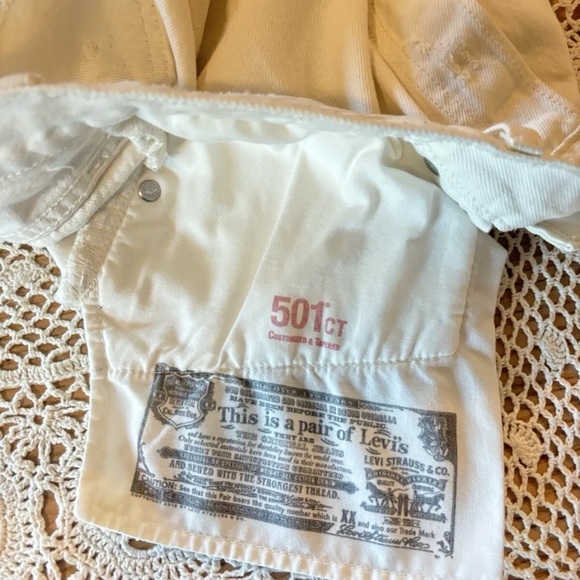 Levis 501 CT Button Fly Jeans Mens 30x27 White Denim 100% Cotton MEASURED SIZE - Picture 9 of 12